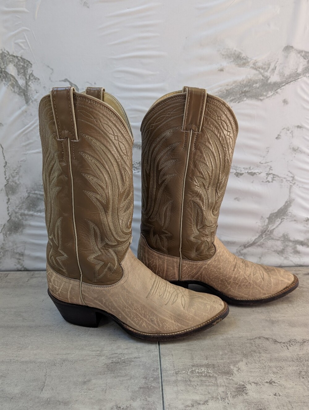 Rare Vintage Justin Grey Wildebeest Cowboy Boots Mens Size 8 D USA Style 8048